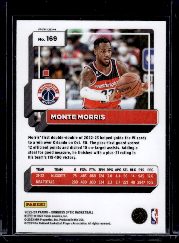 2022-23 Donruss Optic #169 Monte Morris Purple