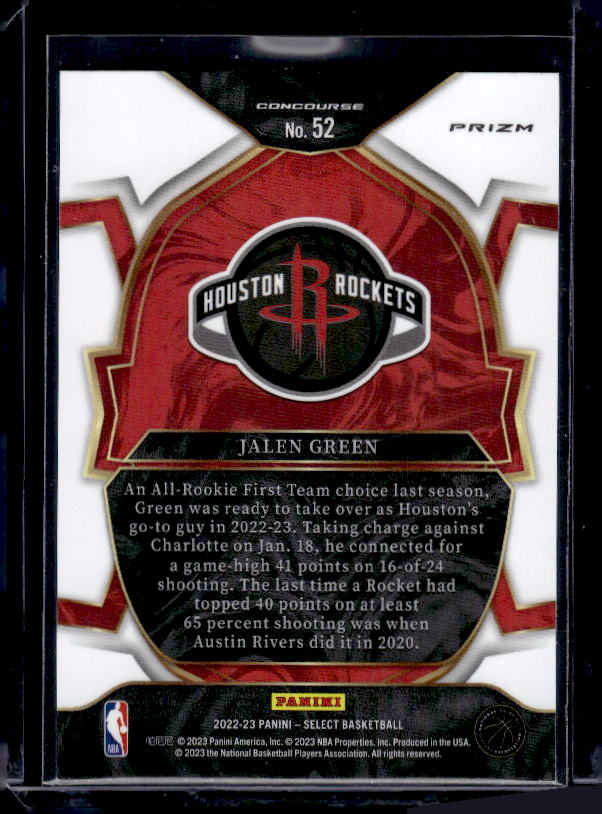 2022-23 Panini Select #52 Jalen Green Blue Prizms