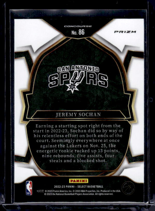 2022-23 Panini Select #86 Jeremy Sochan Orange Flash Prizms