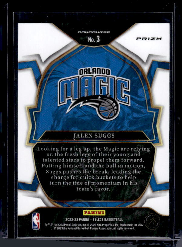 2022-23 Panini Select #3 Jalen Suggs Orange Flash Prizms