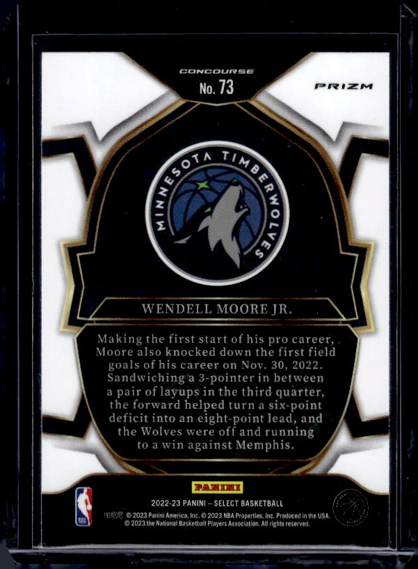 2022-23 Panini Select #73 Wendell Moore Jr. Orange Flash Prizms