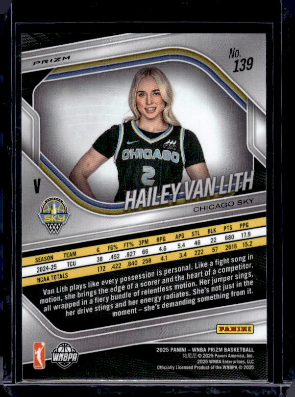 2025 Panini Prizm WNBA #139 Hailey Van Lith Ice Prizms