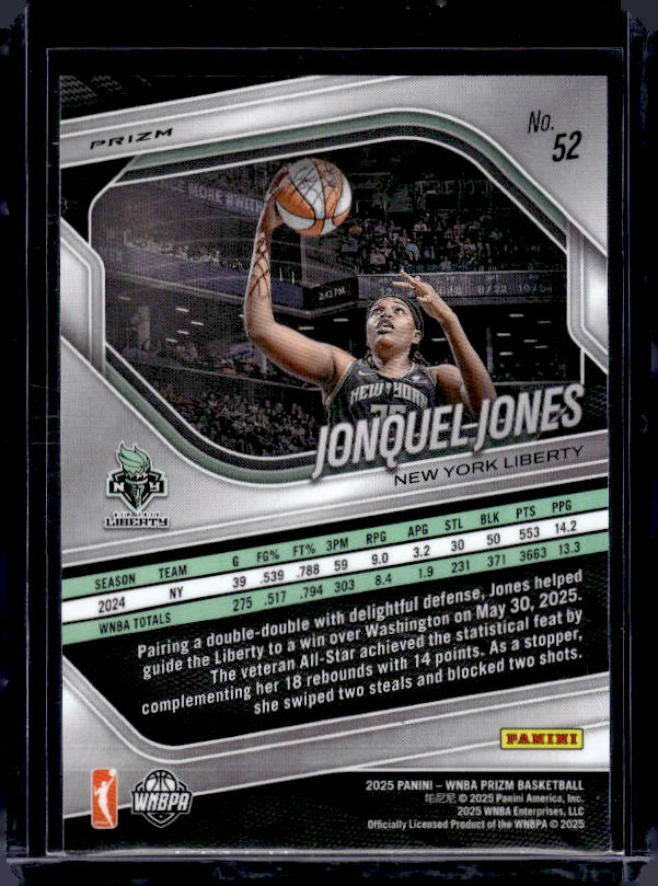 2025 Panini Prizm WNBA #52 Jonquel Jones Ice Prizms