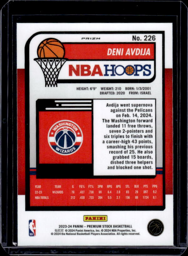 2023-24 Hoops Premium Stock #226 Deni Avdija Premium
