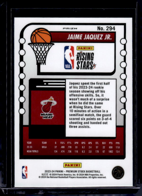 2023-24 Hoops Premium Stock #294 Jaime Jaquez Jr. Ice Prizm