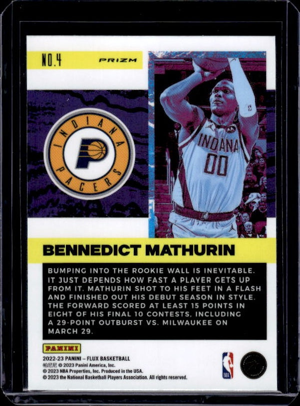 2022-23 Panini Flux #4 Bennedict Mathurin Freshman Year Silver