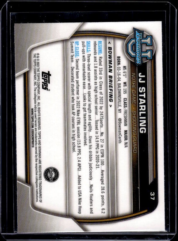 2022-23 Bowman University Chrome #37 JJ Starling Pink