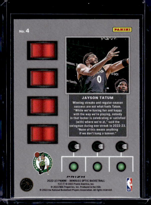2022-23 Donruss Optic #4 Jayson Tatum T-Minus 3...2...1... Holo