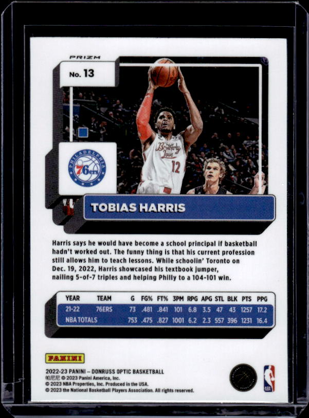 2022-23 Donruss Optic #13 Tobias Harris Purple
