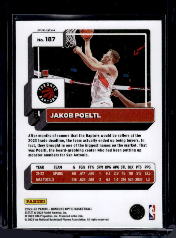 2022-23 Donruss Optic #187 Jakob Poeltl Holo
