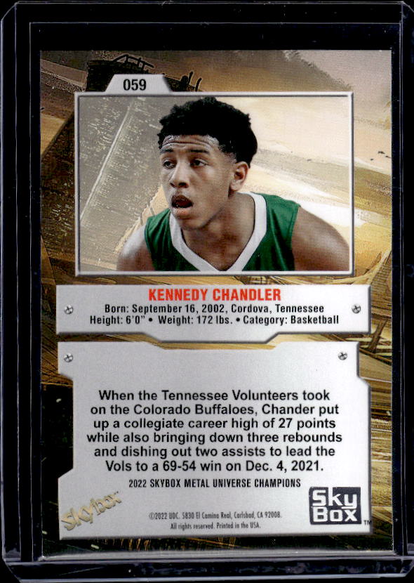 2022 SkyBox Metal Universe Champions #059 Kennedy Chandler Aqua