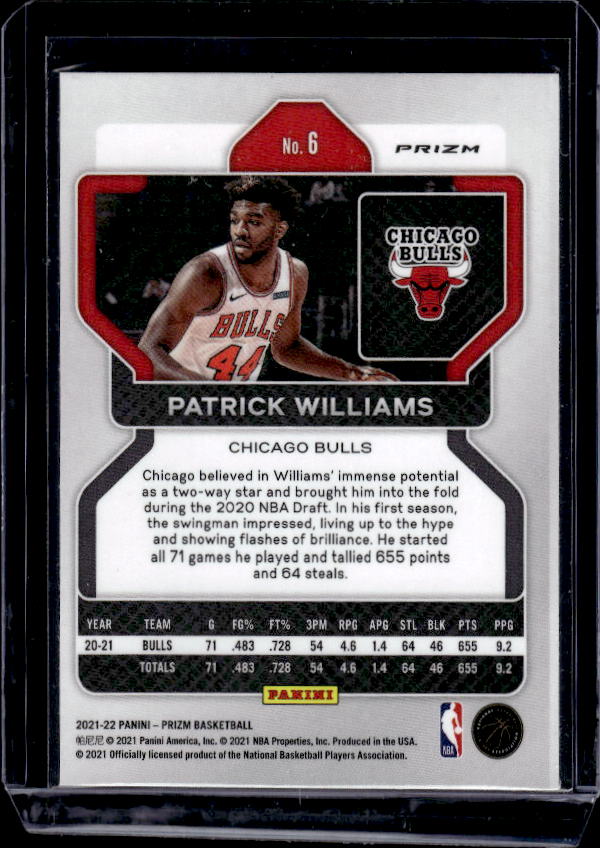 2021-22 Panini Prizm #6 Patrick Williams Hyper Red