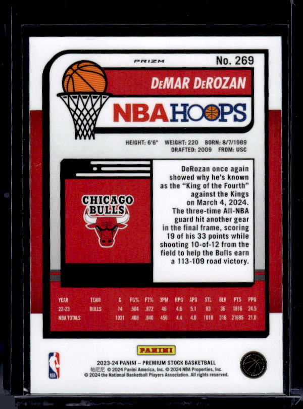 2023-24 Hoops Premium Stock #269 DeMar DeRozan Ice Prizm