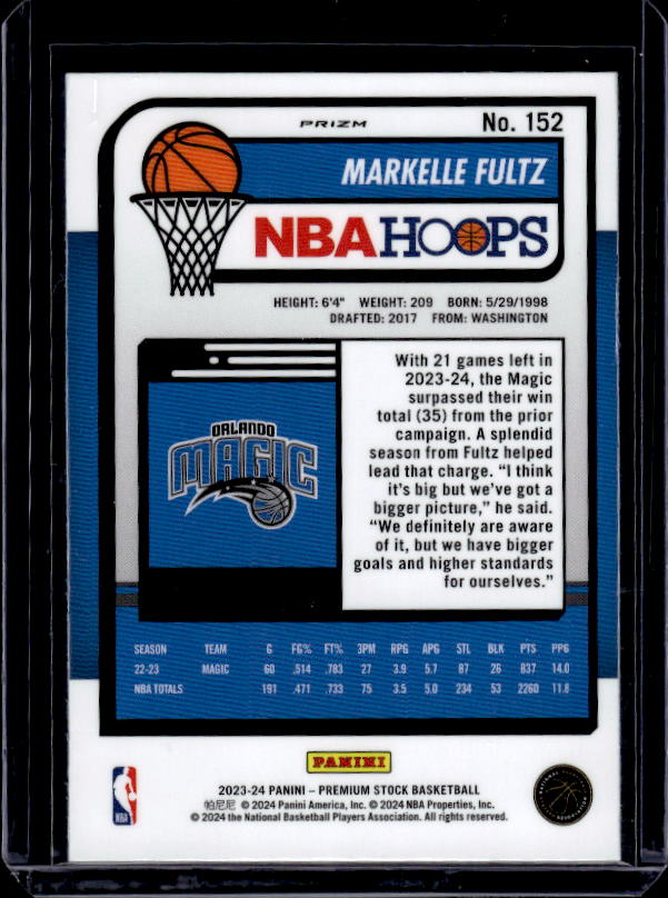 2023-24 Hoops Premium Stock #152 Markelle Fultz Ice Prizm