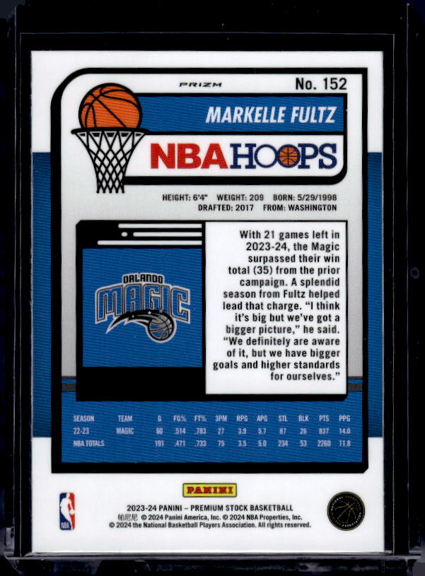 2023-24 Hoops Premium Stock #152 Markelle Fultz Ice Prizm