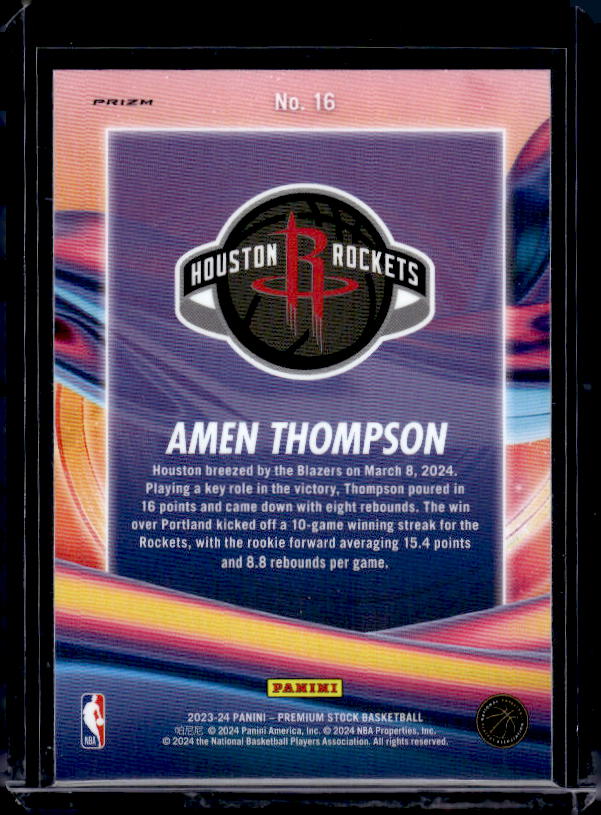 2023-24 Hoops Premium Stock #16 Amen Thompson Anti Gravity Silver Prizm