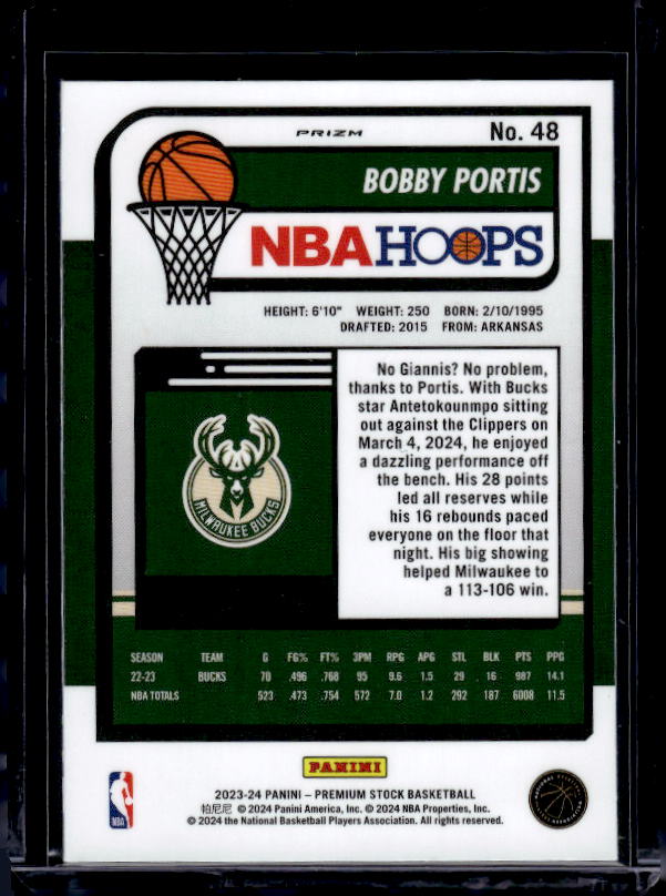 2023-24 Hoops Premium Stock #48 Bobby Portis Ice Prizm