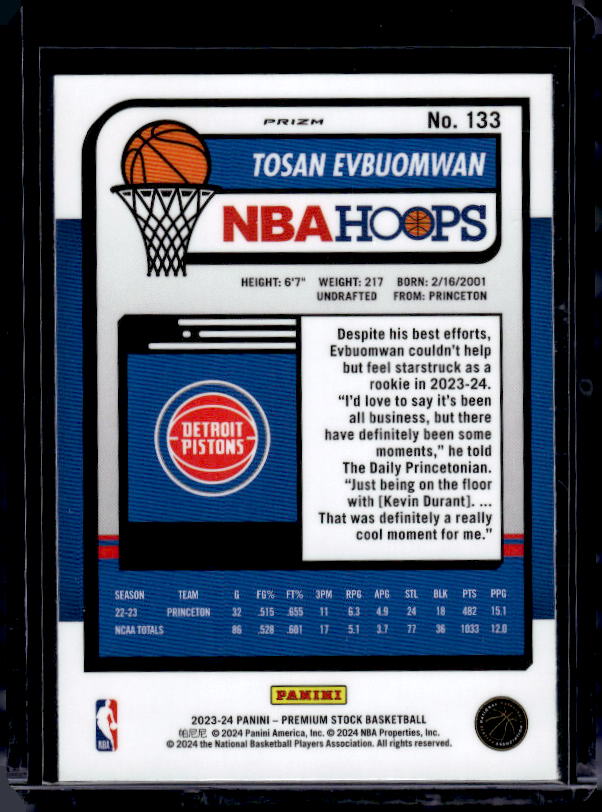 2023-24 Hoops Premium Stock #133 Tosan Evbuomwan Ice Prizm