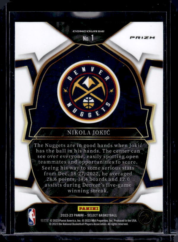 2022-23 Panini Select #1 Nikola Jokic Blue Prizms