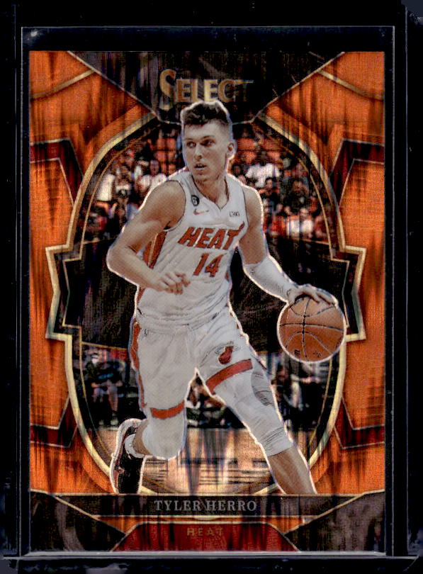 2022-23 Panini Select #43 Tyler Herro Orange Flash Prizms