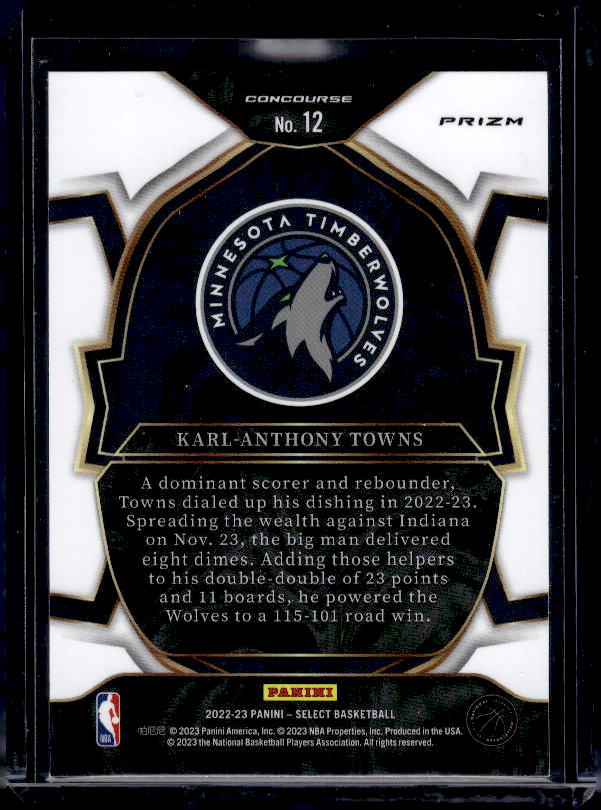2022-23 Panini Select #12 Karl-Anthony Towns Green White Purple Prizms