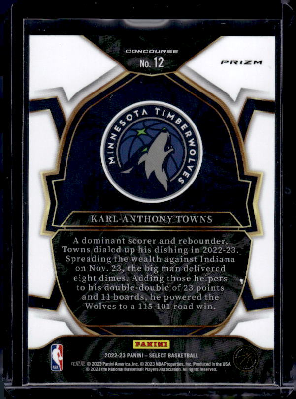 2022-23 Panini Select #12 Karl-Anthony Towns Blue Prizms