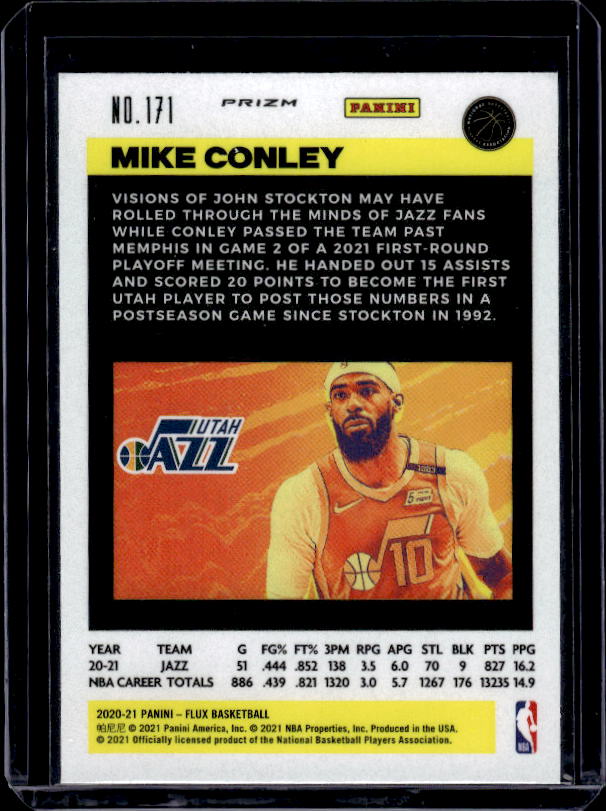 2020-21 Panini Flux #171 Mike Conley Red Cracked Ice
