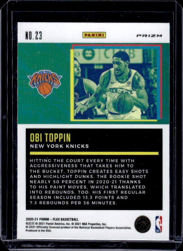 2020-21 Panini Flux #23 Obi Toppin Freshman Year Silver