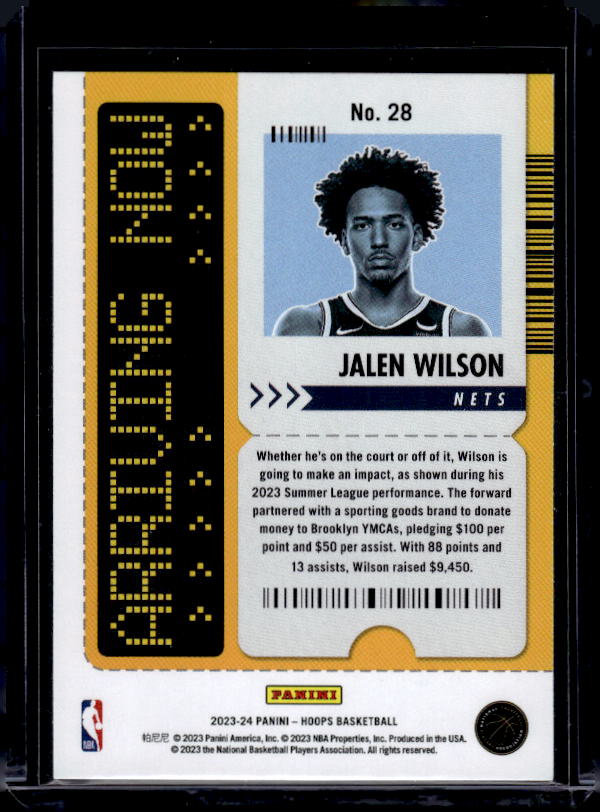 2023-24 Hoops #28 Jalen Wilson Arriving Now