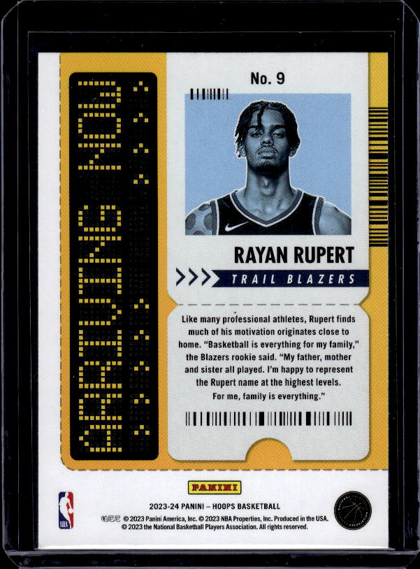 2023-24 Hoops #9 Rayan Rupert Arriving Now