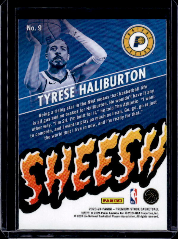 2023-24 Hoops Premium Stock #9 Tyrese Haliburton Sheesh
