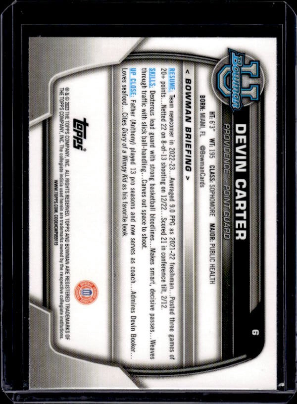 2022-23 Bowman University Chrome #6 Devin Carter
