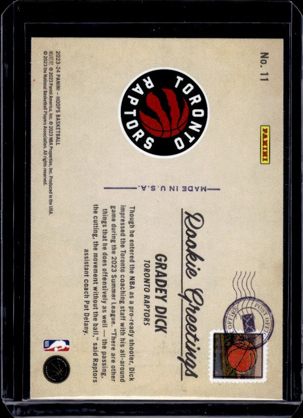 2023-24 Hoops #11 Gradey Dick Rookie Greetings