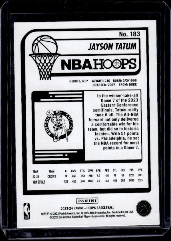 2023-24 Hoops #183 Jayson Tatum Purple