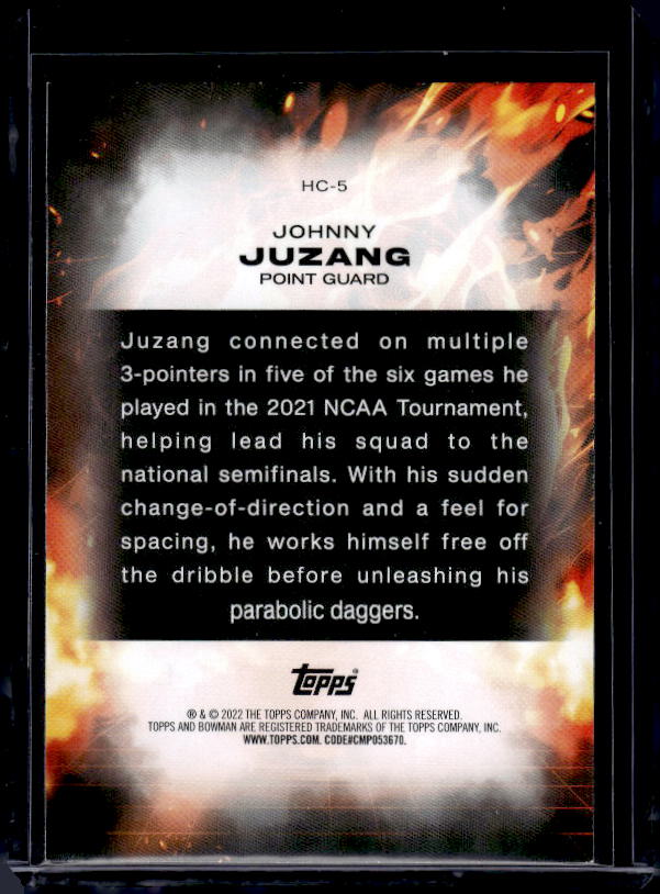 2021-22 Bowman University #HC-5 Johnny Juzang Heat Check