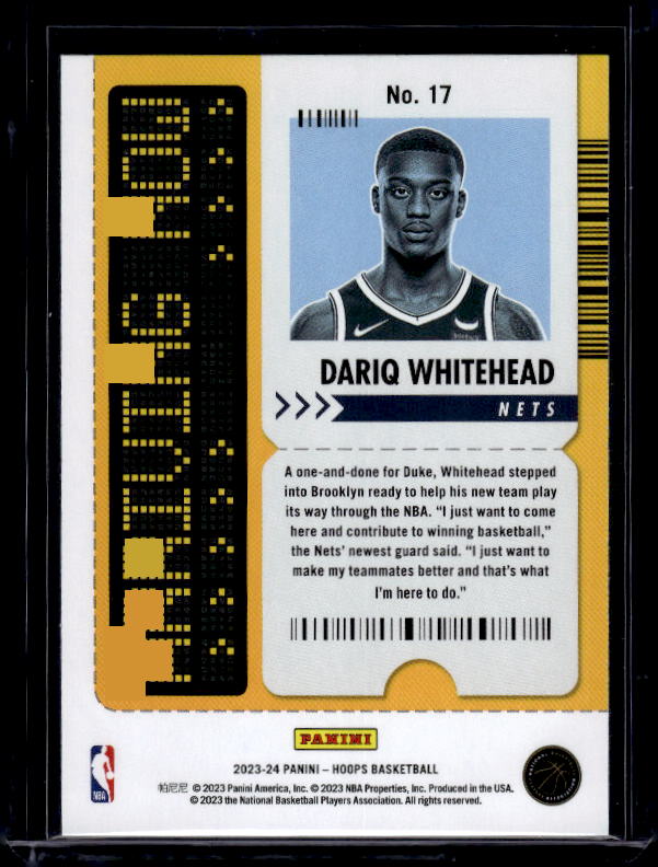 2023-24 Hoops #17 Dariq Whitehead Arriving Now