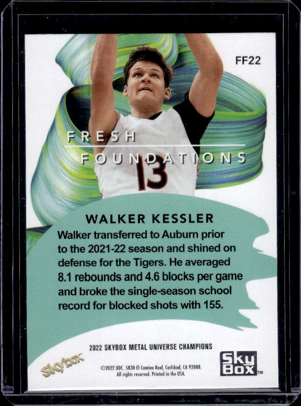 2022 SkyBox Metal Universe Champions #FF22 Walker Kessler Fresh Foundations