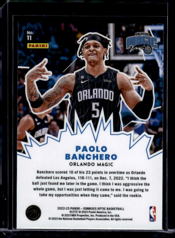 2022-23 Donruss Optic #11 Paolo Banchero My House Holo