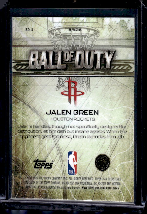 2025-26 Topps Chrome #BD-8 Jalen Green Ball of Duty Refractor