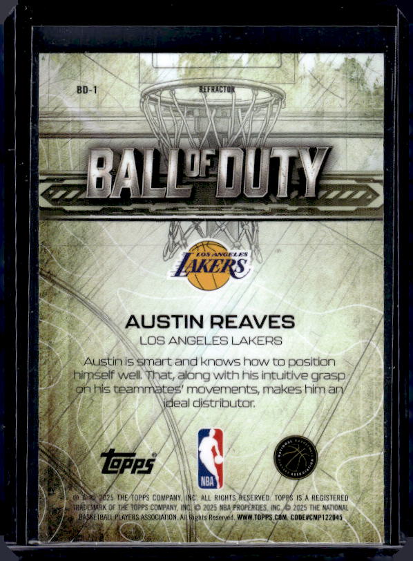 2025-26 Topps Chrome #BD-1 Austin Reaves Ball of Duty Refractor