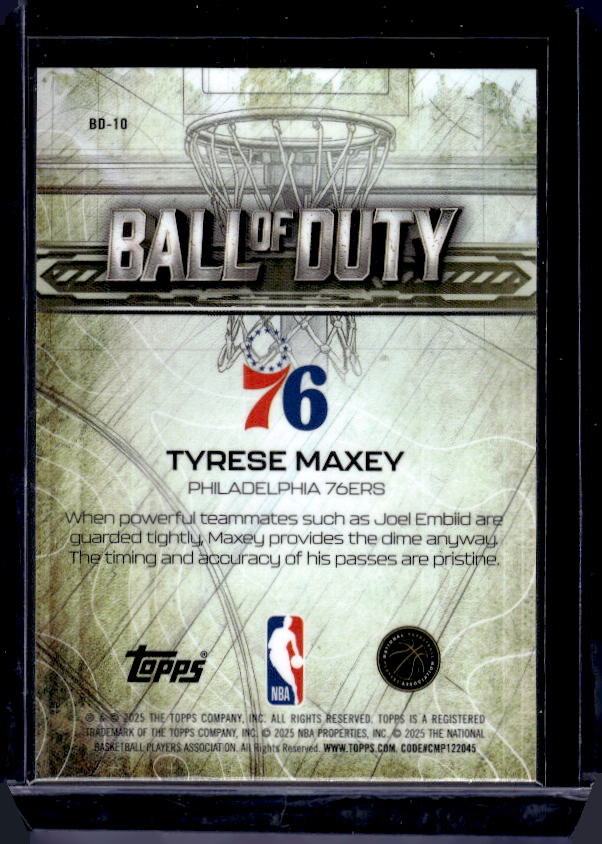 2025-26 Topps Chrome #BD-10 Tyrese Maxey Ball of Duty