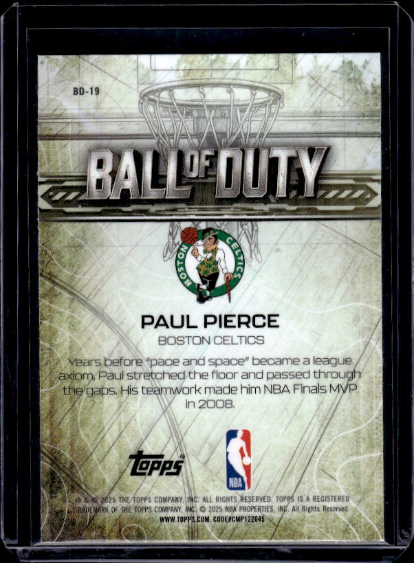 2025-26 Topps Chrome #BD-19 Paul Pierce Ball of Duty