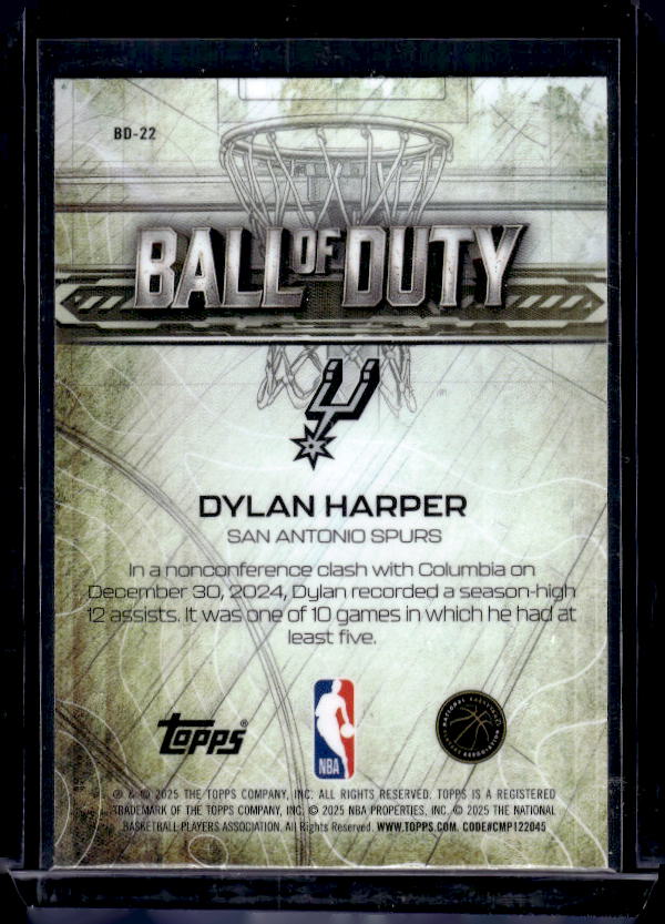 2025-26 Topps Chrome #BD-22 Dylan Harper Ball of Duty