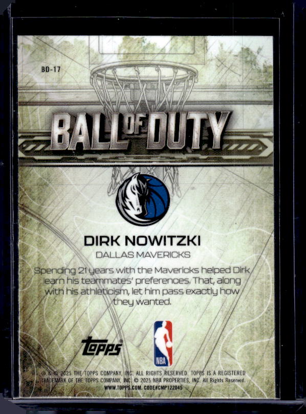 2025-26 Topps Chrome #BD-17 Dirk Nowitzki Ball of Duty