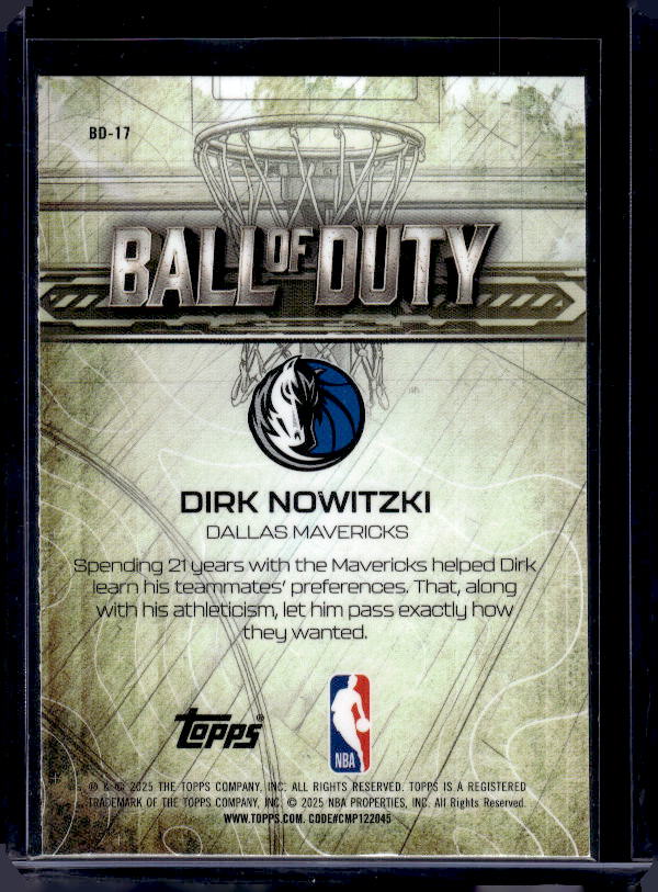 2025-26 Topps Chrome #BD-17 Dirk Nowitzki Ball of Duty