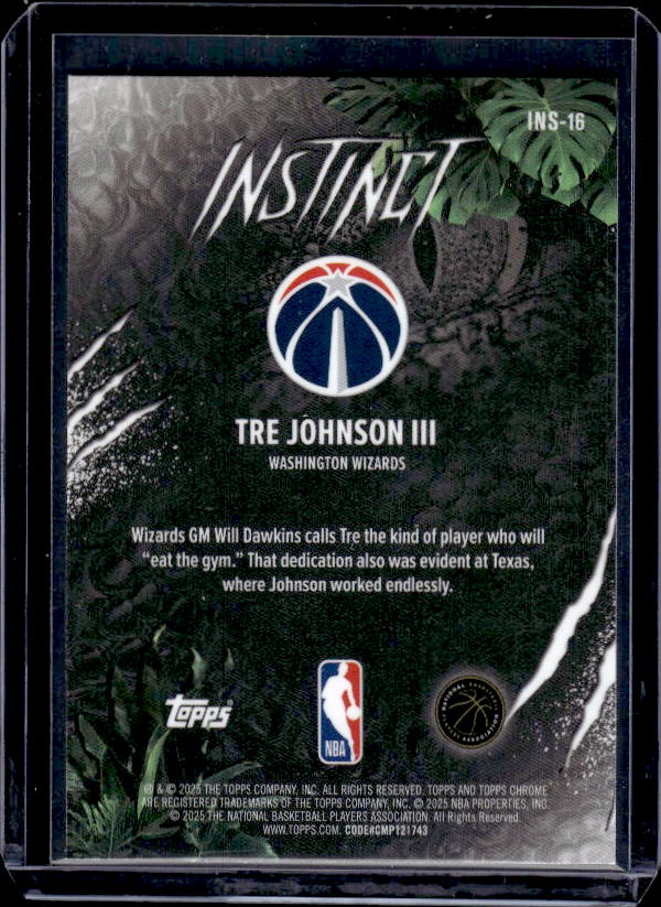 2025-26 Topps Chrome #INS-16 Tre Johnson III Instinct