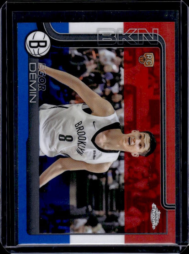 2025-26 Topps Chrome #258 Egor Dëmin Red White and Blue Refractor
