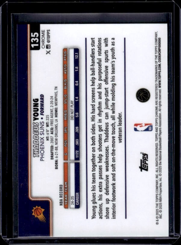 2025-26 Topps Chrome #135 Thaddeus Young Red White and Blue Refractor