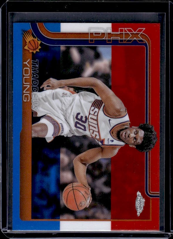2025-26 Topps Chrome #135 Thaddeus Young Red White and Blue Refractor