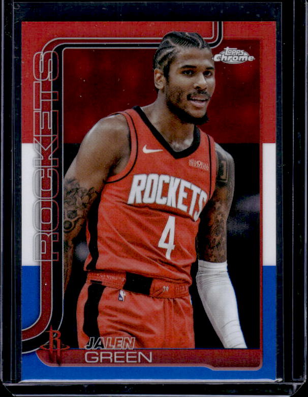 2025-26 Topps Chrome #58 Jalen Green Red White and Blue Refractor